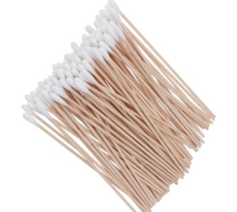 Cotton Swabs 100Pcs Long Wood Handle Medical Swabs Ear Cleaning Wound Care Cotton Buds Rou