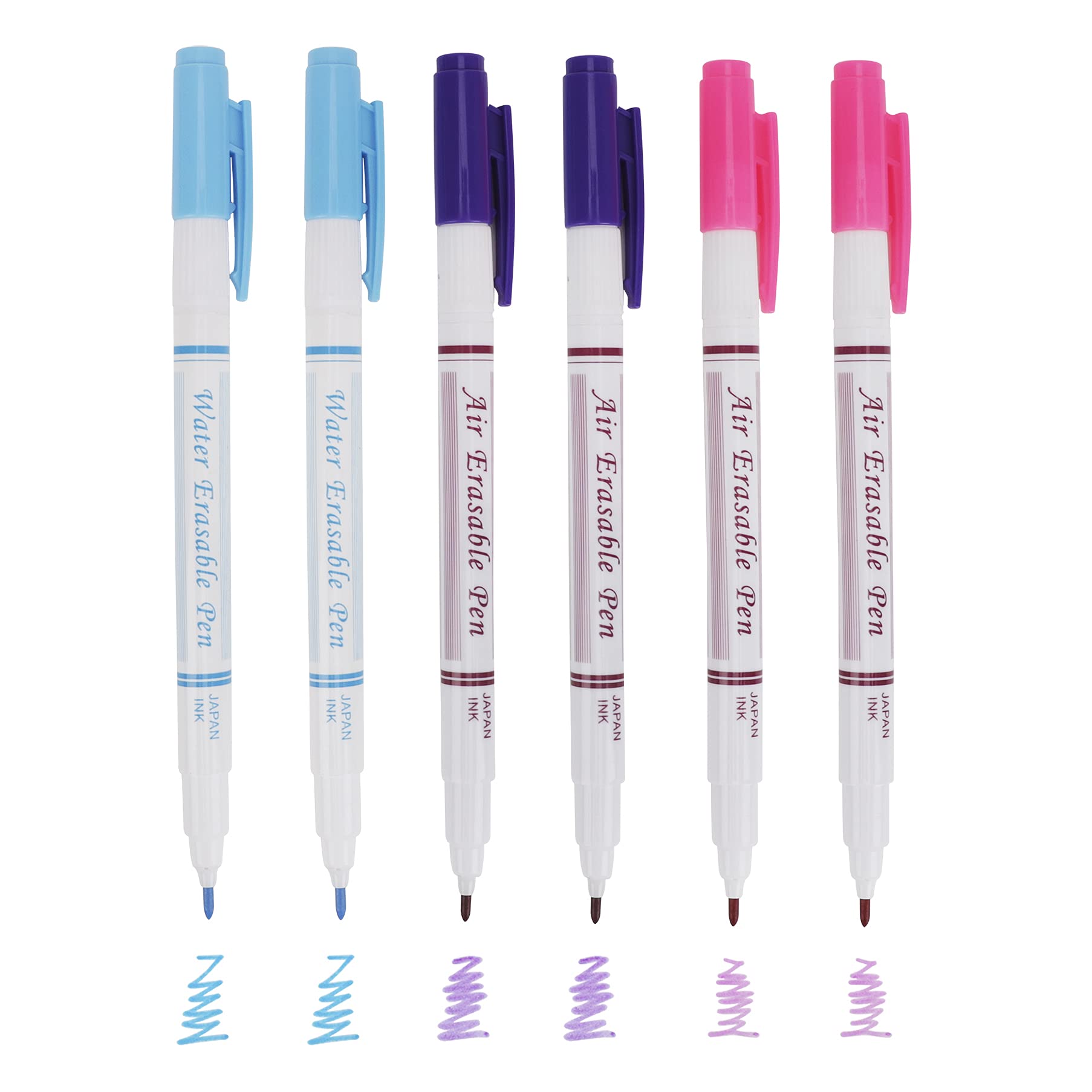 6pcs Dual Tip Colored Water Soluble Marker Pen Embroidery Tracing Pen Washable Fabric Mark