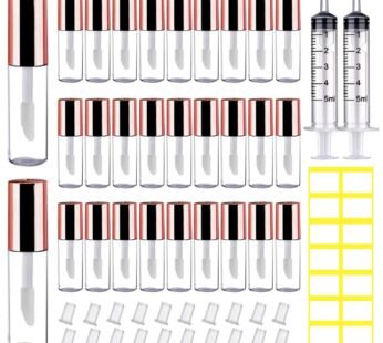 AMORIX 50PCS Mini Lip Gloss Tubes with Wand 1.2ml Empty Lip Gloss Containers Refillable Tr