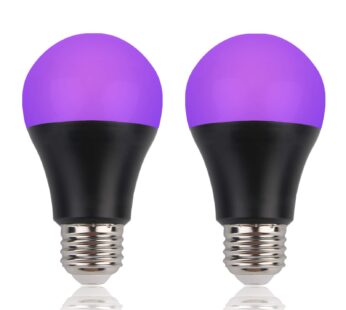 GREENIC UV Led Black Light Bulb 2 Pack, 8W (60W Equivalent) A19 E26 Blacklight Bulb UVA Le