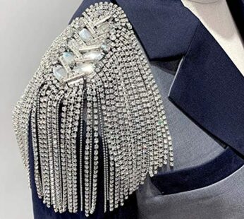Beaded Crystal Shoulder Patches Motifs Fringe Tassel Epaulets Shoulder Brooches 2 Pieces (