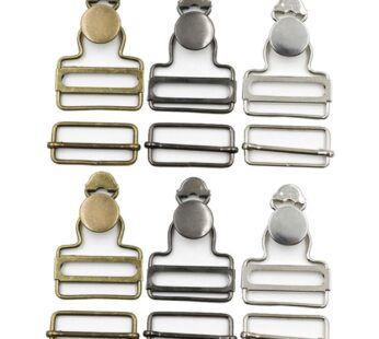 6 Sets Overall Buckles Metal Suspender Replacement Buckles with Rectangle Buckle Slider an