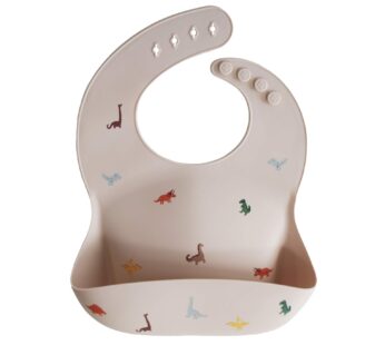 mushie Silicone Baby Bib | Adjustable Fit Waterproof Bibs (Dinosaurs)