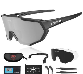 X-TIGER Polarized Sports Sunglasses with 3 Interchangeable Lenses,Mens Womens Cycling Glas