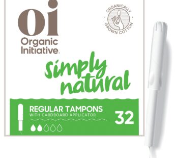 Oi Organic Tampons | Regular Absorbency | 100% Certified Organic Cotton, Unscented | Cardb