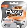 BIC Flex5 Hybrid 5 Blade Razor Refills, 4 Count