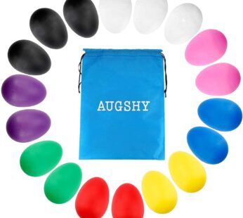 Augshy 18PCS Plastic Egg Shakers Percussion Musical Egg Maracas Easter Eggs with 8 Colors
