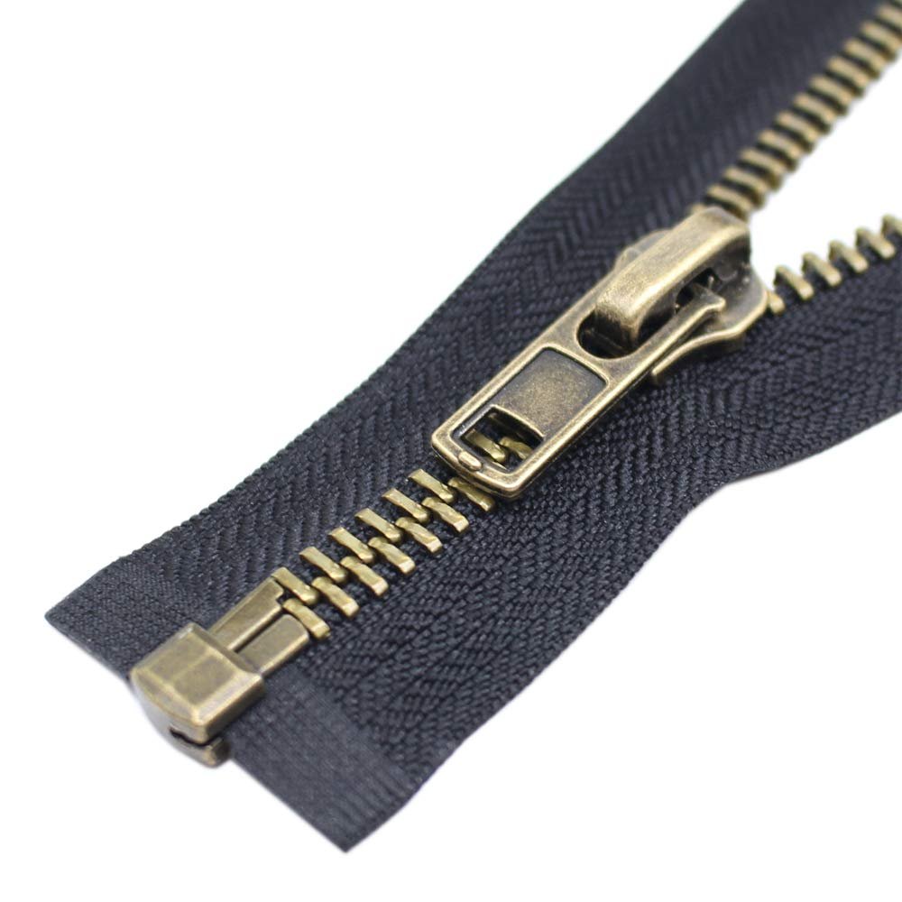 YaHoGa #8 27 Inch Antique Brass Separating Jacket Zipper Y-Teeth Metal Zipper Heavy Duty M