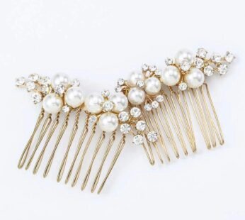 Asooll Gold Wedding Pearl Hair Comb Bride Crystal Headpiece Bridal Rhinestone Hair Clip Ha