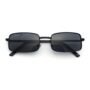 Mens Retro Vintage Narrow Rectangular Pimp Metal Sunglasses (All Black)