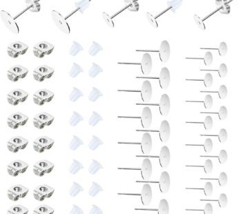 450PCS Earring Posts Stainless Steel Flat Pad,Hypoallergenic Stud Earrings with Butterfly