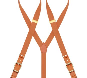MENDENG Adjustable Brown Suspenders for Men Wedding Groomsmen Bronze Metal Clips Braces Le