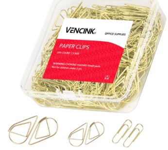 300 Pcs Cute Gold Paper Clips Assorted Sizes, Smooth Steel Wire Drop-Shaped Paperclips Lar