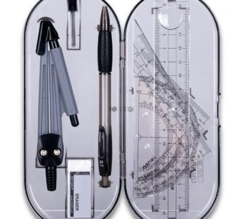 8 Pieces Math Geometry Kit Set Student Supplies with Shatterproof Storage Box & Reusable P