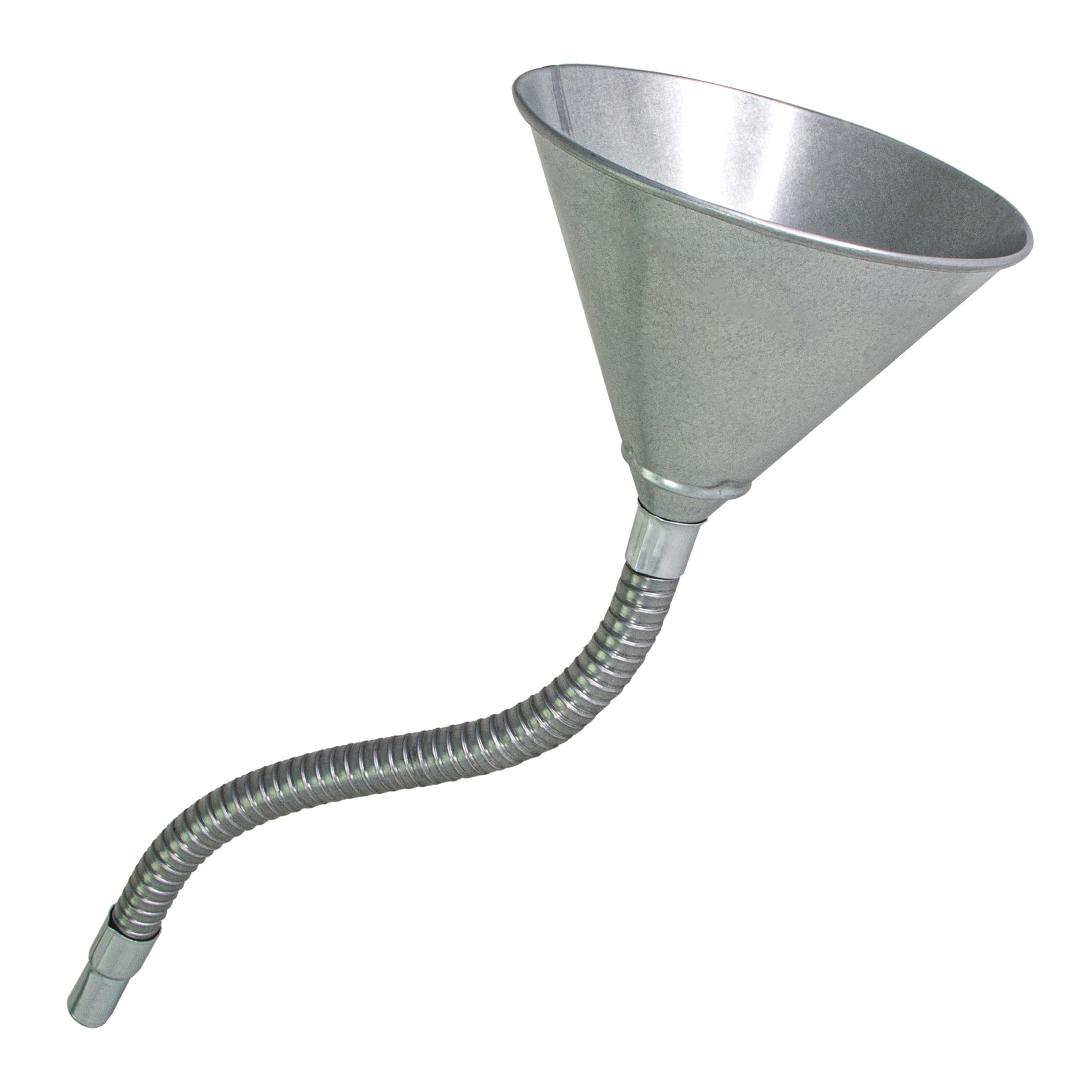 LUMAX LX-1704 Silver Galvanized Funnel with 12" Flexible Pipe with Screen. Built with Heav