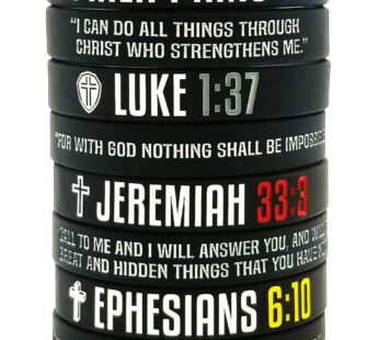 Nuzabee (8-Pack Christian Bible Verses Silicone Bracelets | Religious Gifts Rubber Wristba