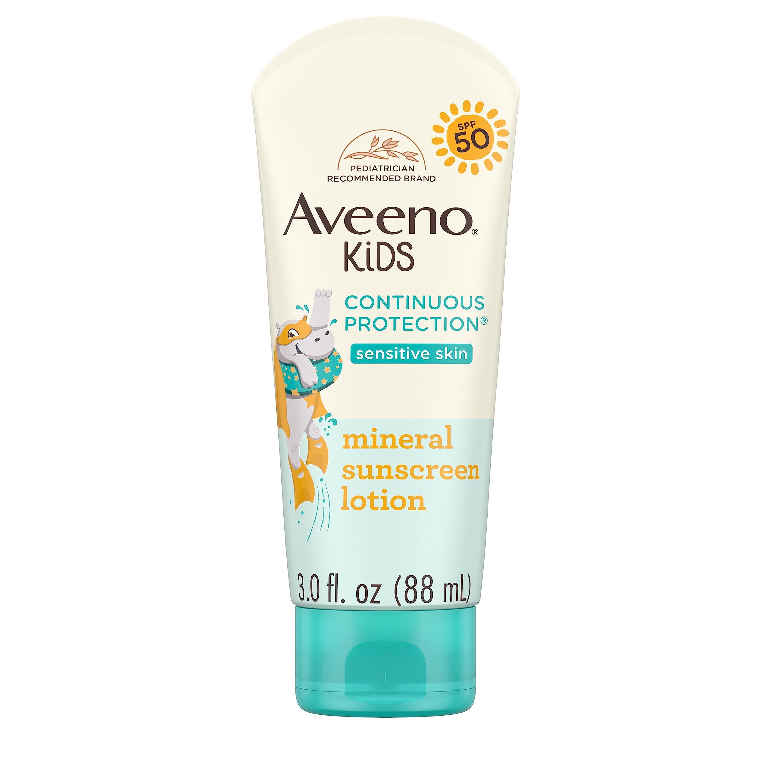 Aveeno Kids Continuous Protection Zinc Oxide Mineral Sunscreen Lotion for Children's Sensi