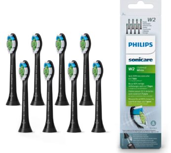 Philips Sonicare Original W2 Optimal White Standard Sonic Toothbrush Heads – 8 Pack in Bla