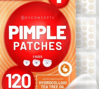 KEYCONCEPTS Acne Patches (120 Count) with Tea Tree Oil, Hydrocolloid Pimple Patches for Fa