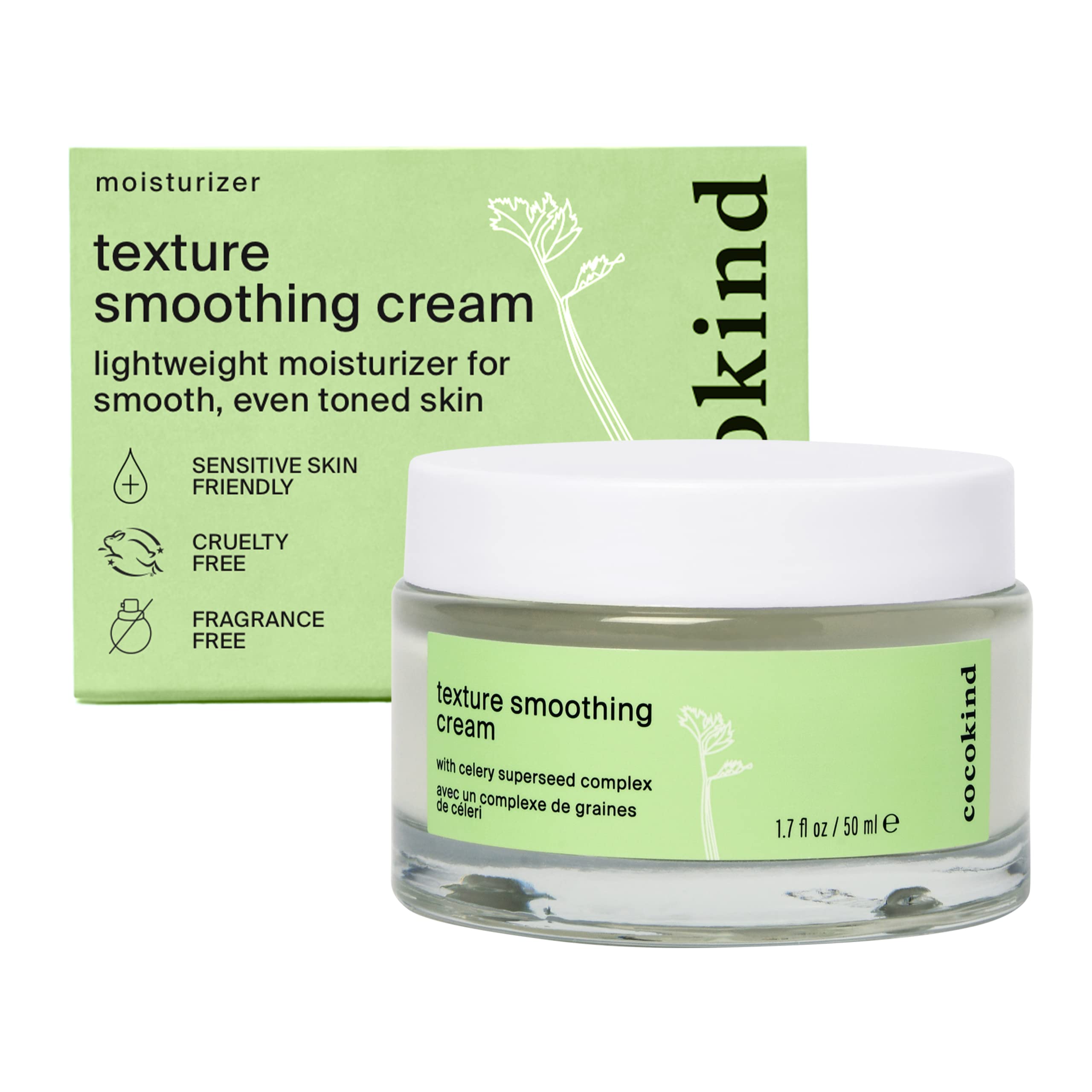 Cocokind Texture Smoothing Cream, Face Moisturizer with Squalane, Celery Seed and Cucumber