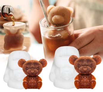 Whaline 2Pcs 3D Teddy Bear Ice Silicone Molds Ice Cube Trays Mold Silicone Animal Mold Soa