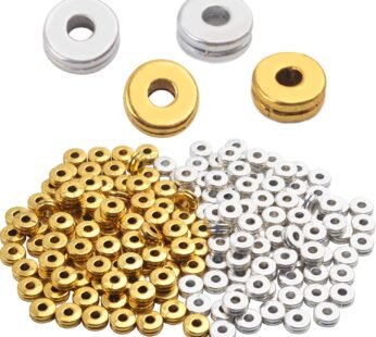 Metal Spacer Beads,200pcs Flat Round Disc Rondelle Spacer Beads Metal Rondelle Beads Space