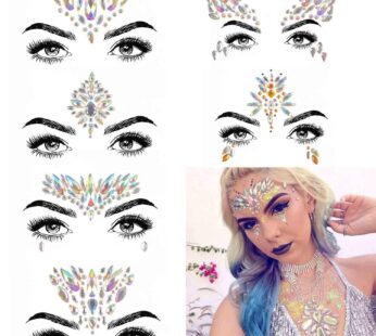 COKOHAPPY 6 Sets Festival Rhinestones Rave Mermaid Face Jewel Tattoo – Tears Gems Rainbow