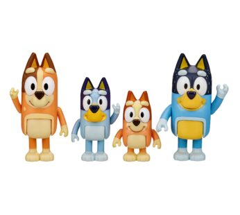 Bluey and Family 4 Pack of 2.5-3″ Bluey, Bingo, Chilli, Bandit Poseable Figures