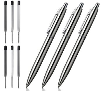 ChaoQ 3 Pcs Retractable Metal Ballpoint Pens, for Gift, Business, Office, 1.0mm Medium Poi