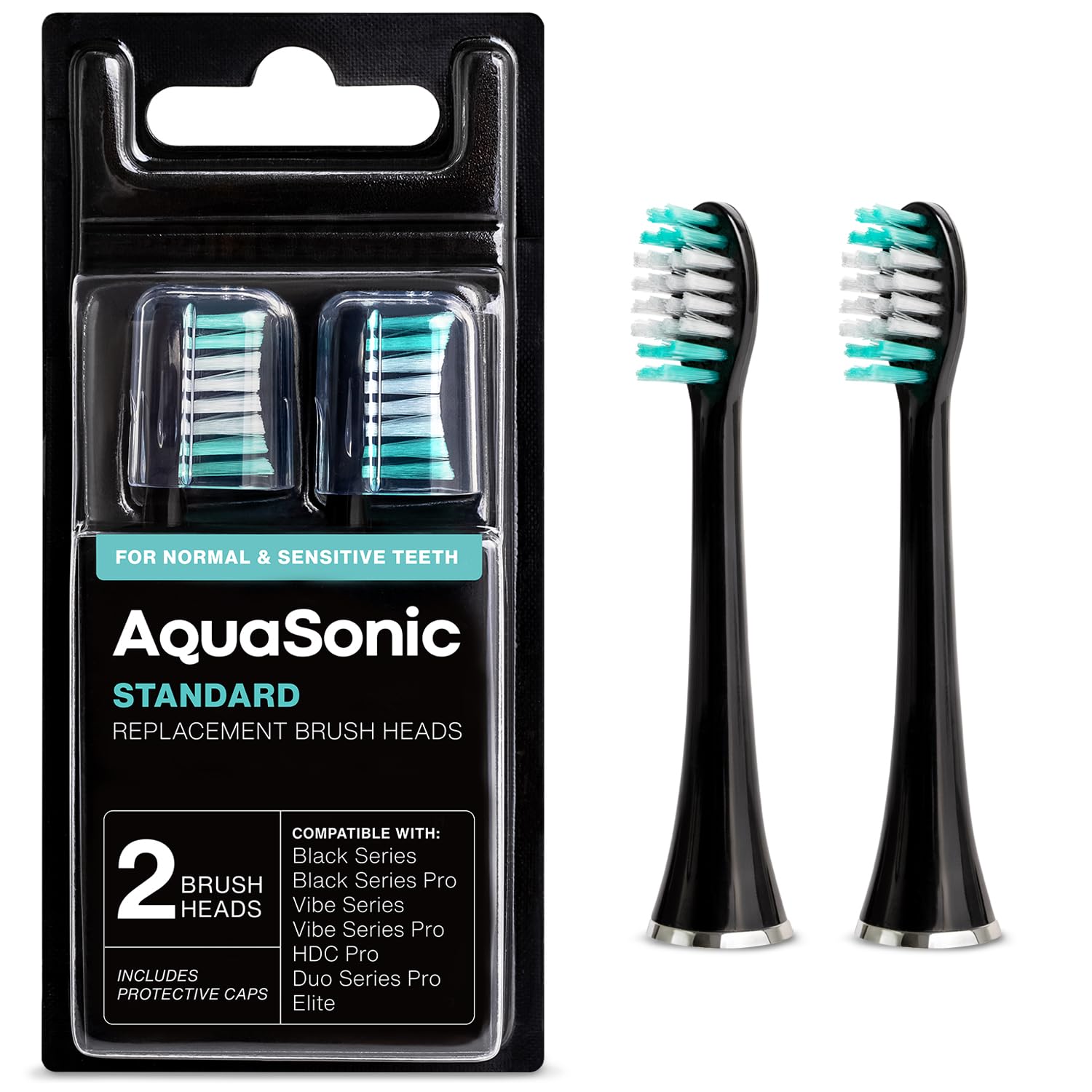 AquaSonic Standard Replacement Brush Heads | for Normal & Sensitive Teeth | Compatible wit