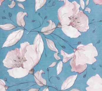 Colored Paper Napkins (Blue Flowers)