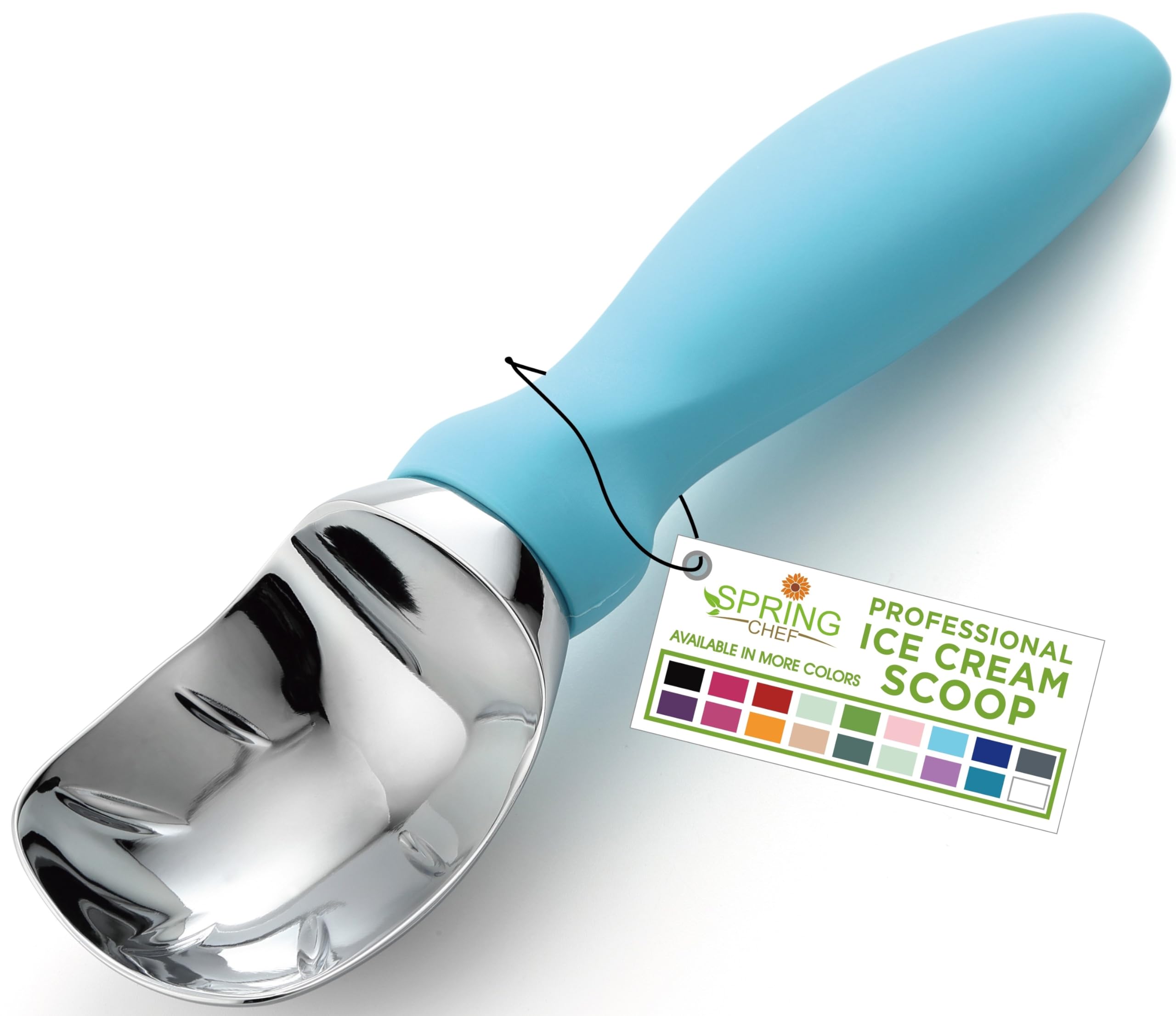 Spring Chef Ice Cream Scoop with Soft Grip Handle, Professional Heavy Duty Sturdy Scooper,