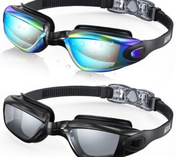 Aegend Swim Goggles, 2 Pack Swimming Goggles No Leaking Adult Men Women Youth, Aqua & Clea