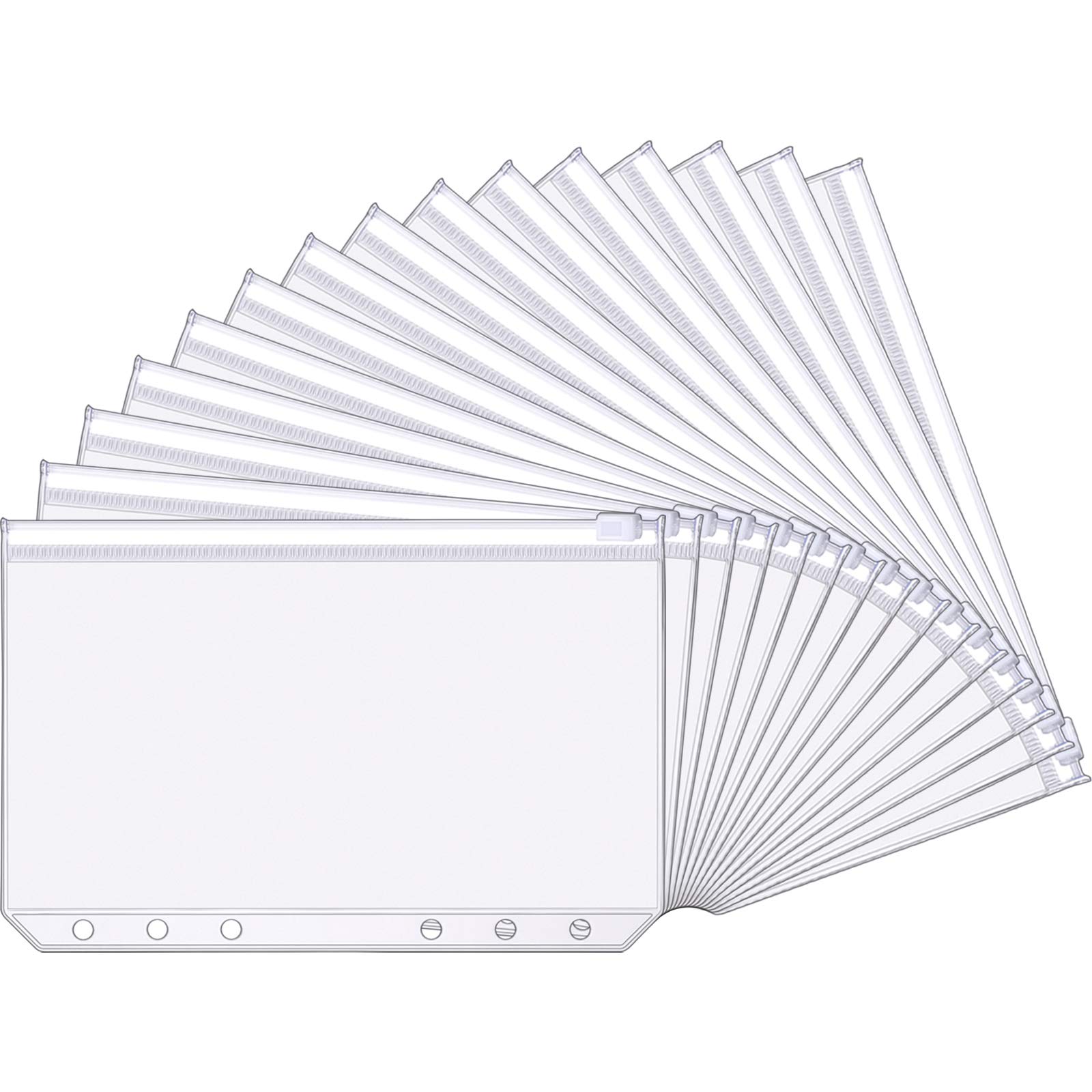 Yaomiao A6 Binder Pockets 6-Holes Budget Cash Envelopes Clear Zipper Folders Loose Leaf Ba