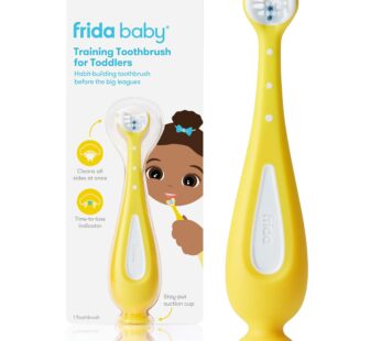 Frida Baby Training Toothbrush | Toddler Toothbrush for 18-24 Months, Easy-Grip Handle, Tr