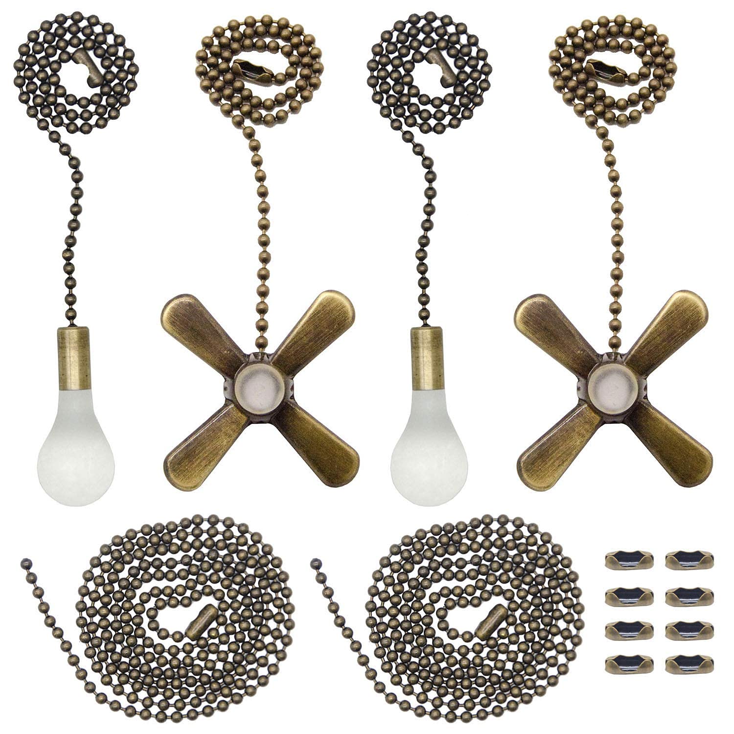 Iceyyyy Bronze Ceiling Fan Pull Chain Set Including 4Pcs Beaded Ball Fan Pull Chain Pendan