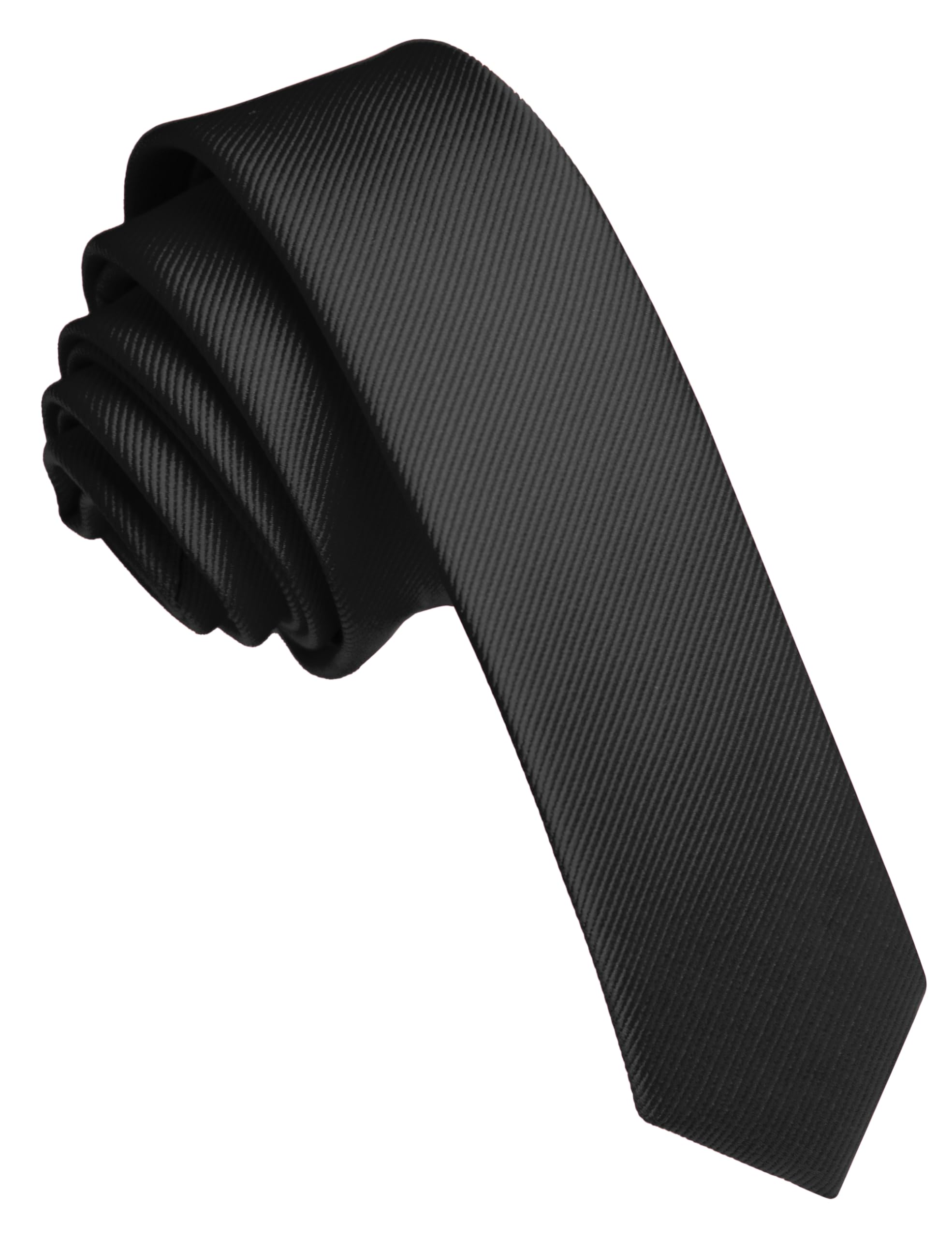 JEMYGINS 1.58" Black Tie Silk Skinny Ties for Men Slim Necktie(4cm)