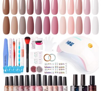 Gellen Gel Nail Polish Kit with U V LED Light 72W Nail Dryer, 12 Gel Nail Colors, No Wipe