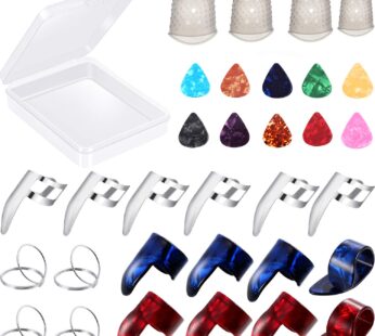 34 Pieces Guitar Accessory Kit Including 18 Pieces Finger Picks Thumb Picks, 12 Pieces Gui