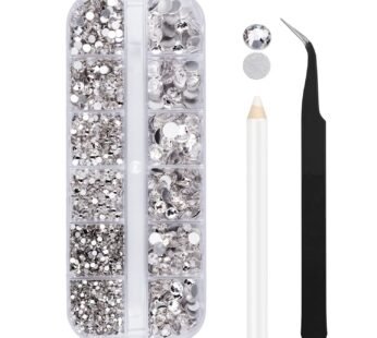 2000PCS Clear Rhinestones, Round Flat Back Gems Gemstones for Crafts Nails, Glass Diamonds