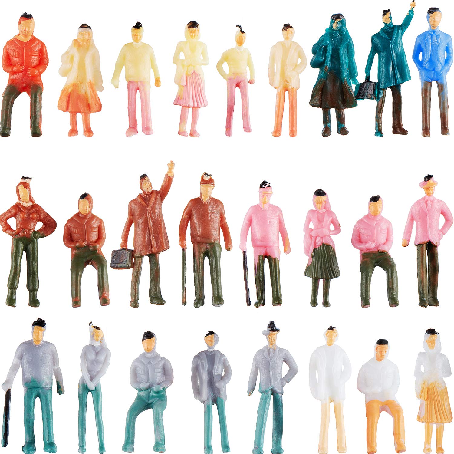 Gejoy 100 Pieces People Figurines 1:75 Scale Model Trains Architectural Plastic People Fig