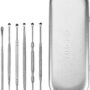 Ear Wax Removal Kit - 6 Piece Ear Cleansing Tool Set, Stainless Steel Ear Curette Earwax R