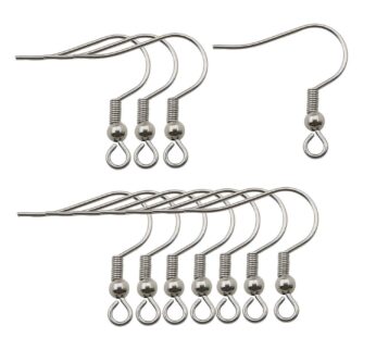 WOCRAFT 200pcs Stainless Steel Ball and Coil Earring Hooks Findings Ear Wires Fish Hook Ea