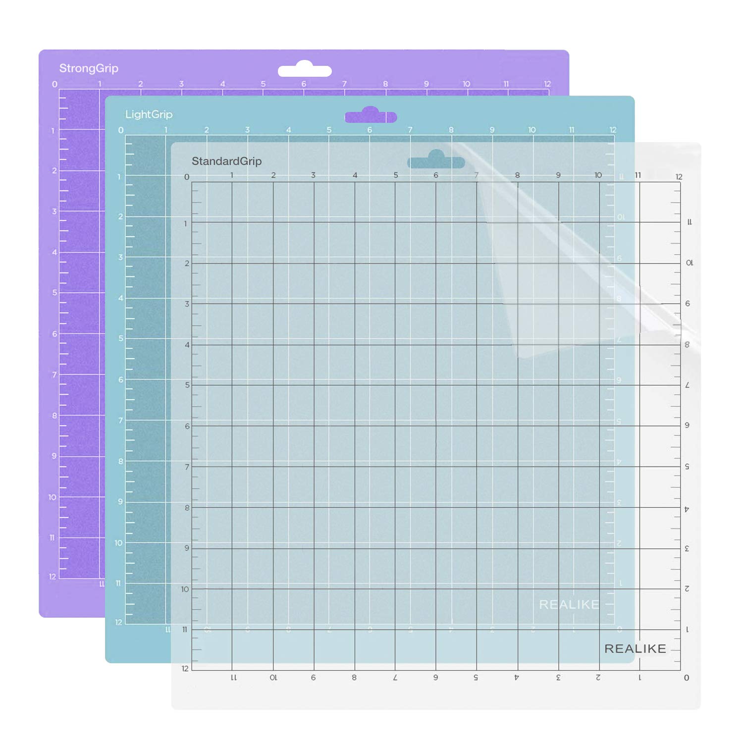 REALIKE 12x12 Cutting Mat for Silhouette Cameo 4/3/2/1 (3 Mats - StandardGrip, LightGrip,