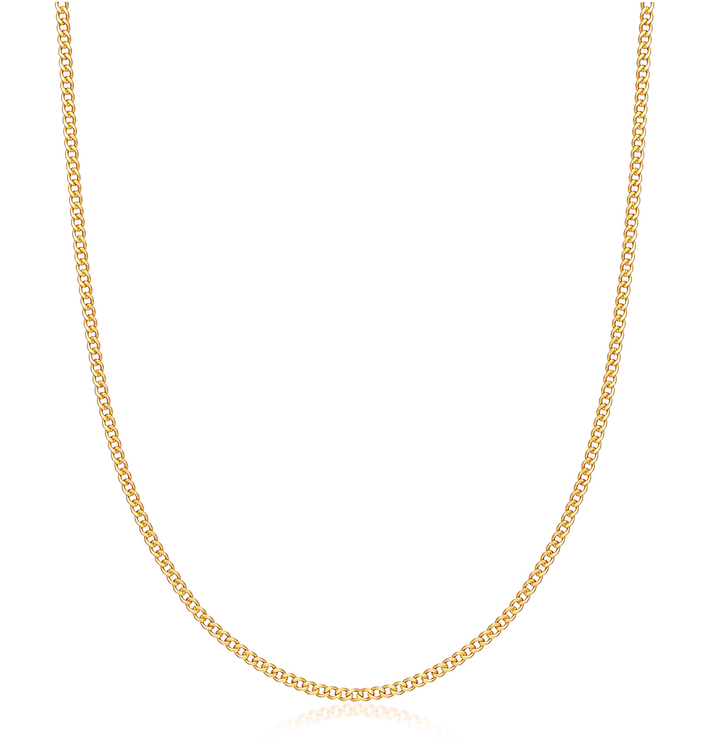 Barzel 18K Gold Plated Curb/Cuban Link Gold Chain Necklace 2MM, 3MM, 4MM, 5MM For Women or