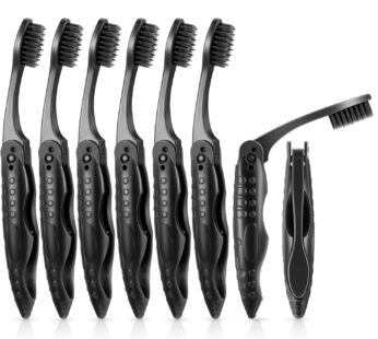 8 Packs Travel Toothbrushes Individually Wrapped Black Folding Toothbrush for Travel Campi