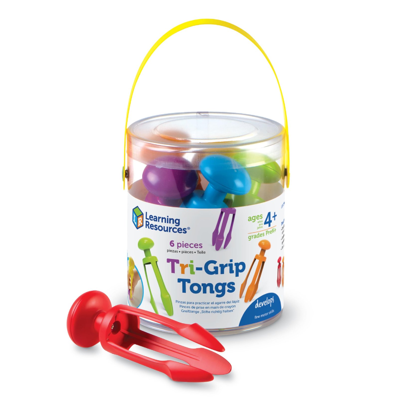 Learning Resources 3 Prong Tong, Pencil Grip Tongs, Sensory Bin, Fine Motor Toy, Set of 6,