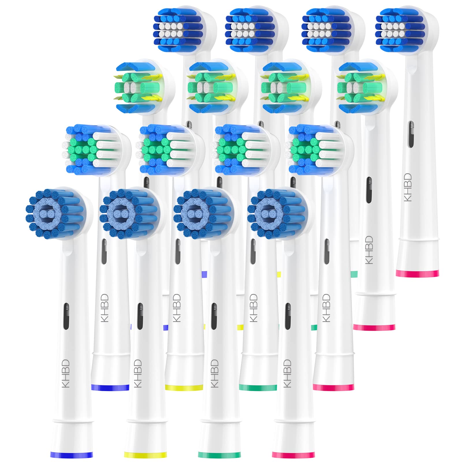 KHBD 16 Pack Replacement Heads for Oral B Braun- Includes 4 Sensitive Brush, 4 Precision B