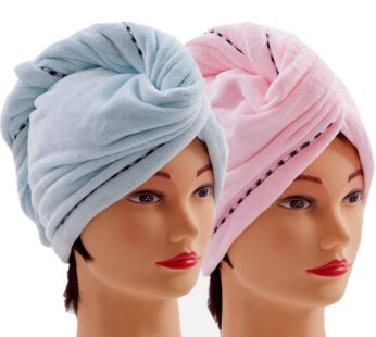 CC CAIHONG Microfiber Hair Towel Wraps for Women [2 Pack] Quick Dry Anti-frizz Head Turban