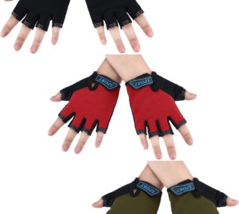 3 Pairs Kids Bike Gloves Half Finger Gloves MTB Road Sport Gloves Anti-Slip Gel Gloves for